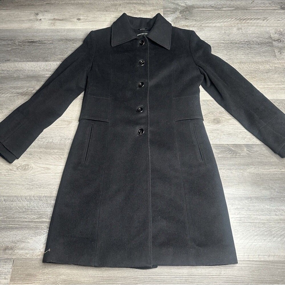 Jones New York Wool Blend Tailored Mid Length Walker Dress Coat Black Women’s/ 8